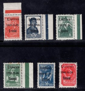 MOMEN: GERMAN OCCUP. LITHUANIA Mi # 1a-5a,7a ZARASAI 1941 MINT OG NH LOT #69089