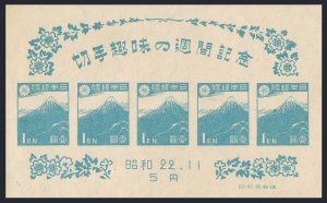 Japan 395 sheet, MNH. Michel Bl.14. Thunderstorm below Fuji, by Hokusai, 1947.