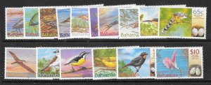 BAHAMAS SG1249/64 2001 BIRDS AND THEIR EGGS MNH