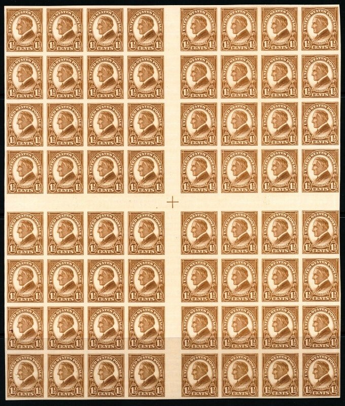 USAstamps Unused VF US 1926 Center Cross Gutter Block of 64 Scott 631 OG MNH, MH