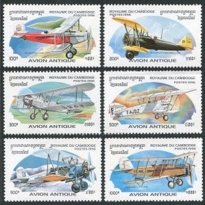 Cambodia 1527-1533, MNH. Mi 1605-1610, Bl.221. History,Aviation: Early aircraft.