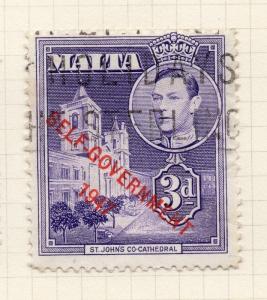 Malta 1948 Early Issue Fine Used 3d. Optd Self Gov 276532