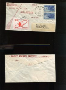 RRI ROCKET #2 FLOWN COVER JULY 1 1957 TOPAZ CALIFORNIA (HR1099)