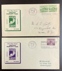 728-729 Two Unknown Cachets  1933 Century of Progress FDC P-79