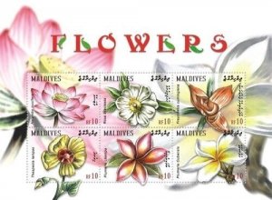 Maldives 2009 - Flowers - Sheet of 6 Stamps - Scott 2992 - MNH