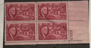 US 1945 President Roosevelt #931 plt blk of 4 mint