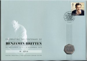 2013 Benjamin Britten 50p Coin Cover BUNC