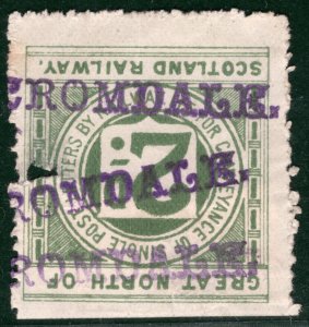 GB Scotland GNSR RAILWAY 2d Letter Stamp RARE *CROMDALE* STATION Used WHITE148
