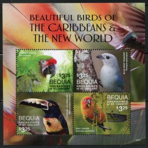 BEQUIA  2016 BEAUTIFUL BIRDS OF THE CARIBBEAN & THE NEW WORLD SHEET(4)  MINT NH