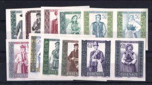 Poland 1959 & 1960 Provincial Costumes sets, IMPERF se-tenant pairs unmounted