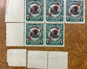 CANAL ZONE #31 S A corner Block of 5 with  RED SPECIMEN OVERPRINT NH