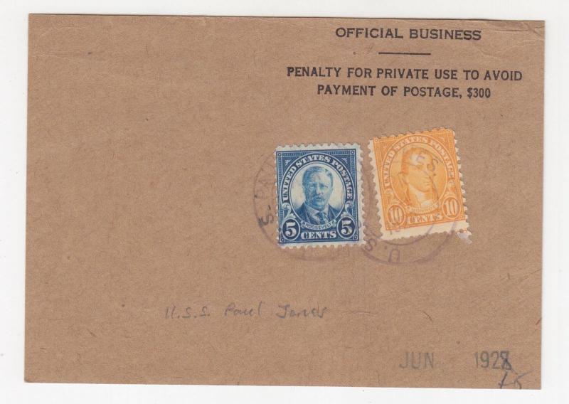 USS PAUL JONES, REGISTERED, 1927 part Registered front, 5c. & 10c.