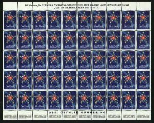 Sweden.  Christmas Seal Full Sheet 1970/71. Mnh Folded. Stars. See Description