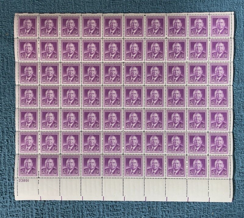 Scott #965, 3c Harlan F. Stone, Mint sheet of 70, MNH, fault