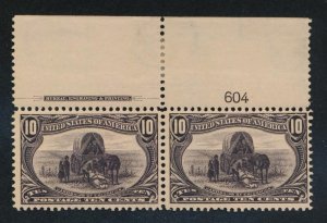 U.S. 290 MINT F-VF NH IMPRINT & NUMBER PAIR 10c TRANS-MISSISSIPPI