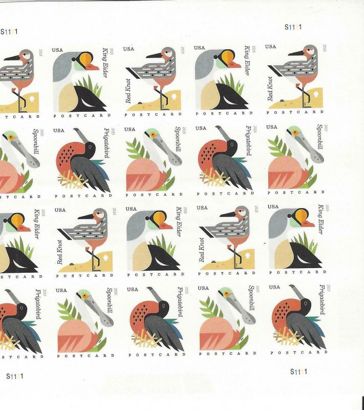 Scott 4994b Coastal Birds  Mint Not Hinged Imperf. Pane of 20 .35 Cent Stamps