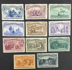 MOMEN: US STAMPS #230-240 1c-50c COLUMBIANS MINT OG H LOT #72435