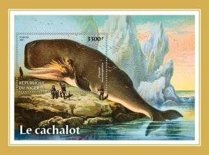 Niger 2021 MNH Marine Animals Stamps Whales Cachalot Sperm Whale 1v M/S