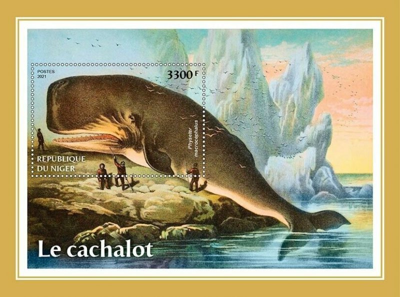 Niger 2021 MNH Marine Animals Stamps Whales Cachalot Sperm Whale 1v M/S 