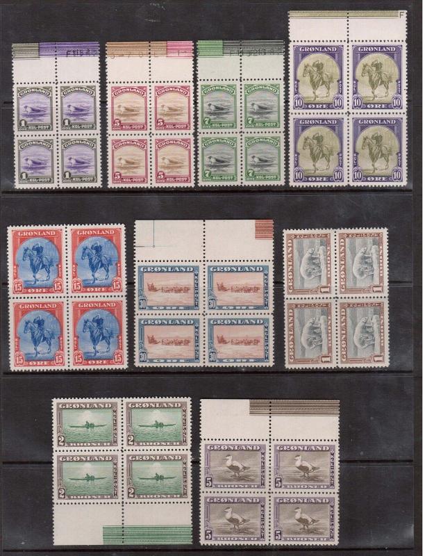 Greenland #10 - #18 (Facit #10 - #18) XF/NH Block Set