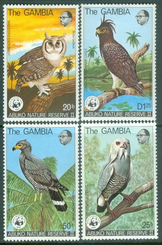 GAMBIA : 1978. Scott #381-84 Birds. Very Fine, Mint Original Gum LH. Cat $130.00