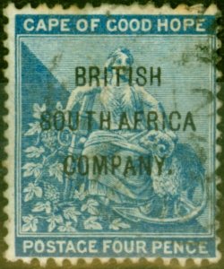 Rhodesia 1896 4d Blue SG62 Good Used