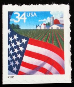 2001 34c Flag over Farm, SA Scott 3495 Mint F/VF NH
