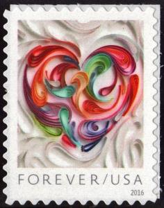 SC#5036 (49¢) Quilled Paper Heart Single (2016) SA