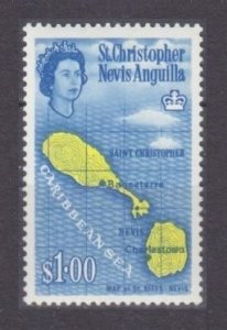 1963 St Christopher Nevis Anguilla 151 Map, Queen Elizabeth II 6,00 €