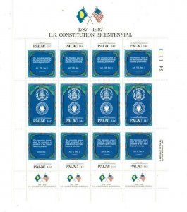 Palau - 1987 - Constitution - Sheet of Twelve - MNH