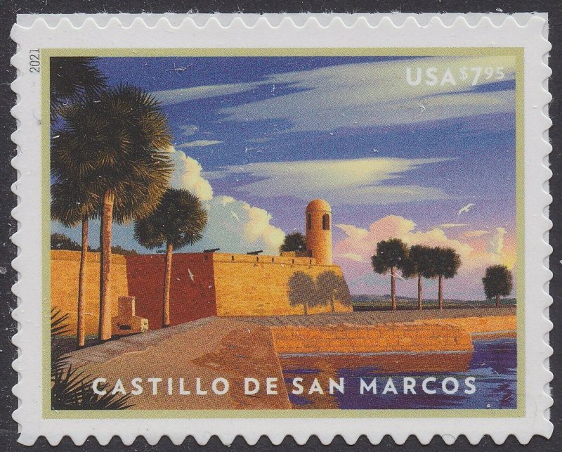 US 5554 Priority Mail Castillo de San Marcos $7.95 single (1 stamp) MNH 2021 