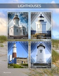 Sierra Leone - 2019 Lighthouses on Stamps - 4 Stamp Sheet - SRL191212a