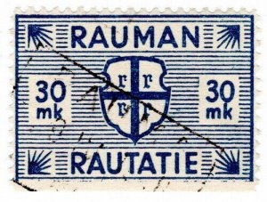 (I.B) Finland Railways : Parcel Stamp 30m (Rauman Rautatil)