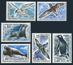FSAT 58-63, MNH. Mi 103-108. Antarctic 1976. Birds, Penguins. Sea lions,Weddell.
