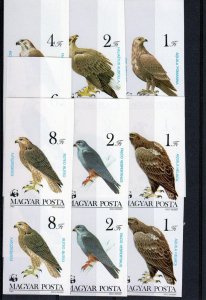 Hungary  1983 WWF Birds of Prey 14 stamps Pair Imperforated  SG#3507/3513 MNH