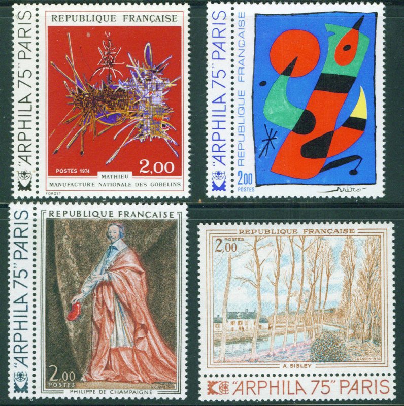 France Scott 1394-7 MNH** Art set 1974 CV $6