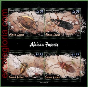 B1793 - SIERRA LEONE - ERROR MISPERF Stamp Sheet - 2023 - African Insects-