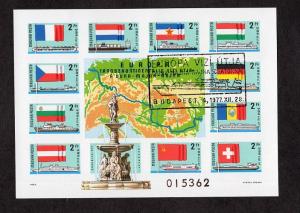 Hungary  #2514  1977 cancelled  sheet  waterways flags imperforated