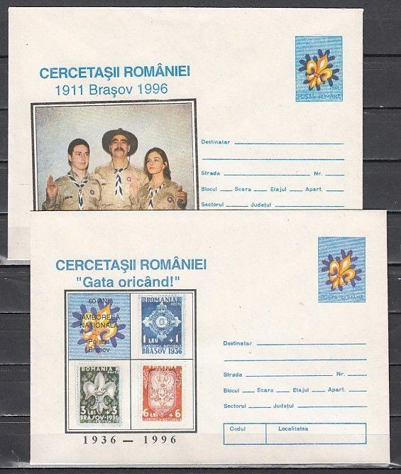 Romania, 1996 issue. 2 Scouting Postal Envelopes.