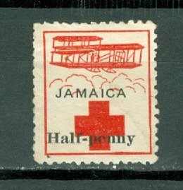 JAMAICA 1916 RED CROSS LABEL FOR HELPING JEWS in POLAND...TYPE 4...UNUSED