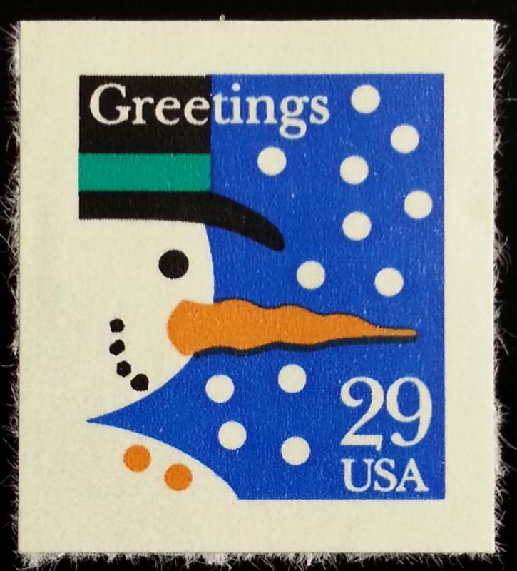1993 29c Christmas Greetings, Snowman & Hat, SA Scott 2803 Mint F/VF NH