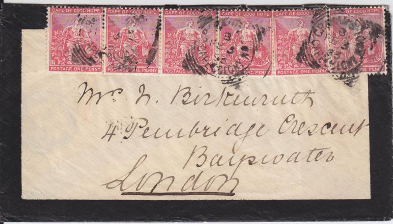 Cape of Good Hope Sc 16 on 1883 Mourning Cover, GRAHAM'S TOWN to LONDON