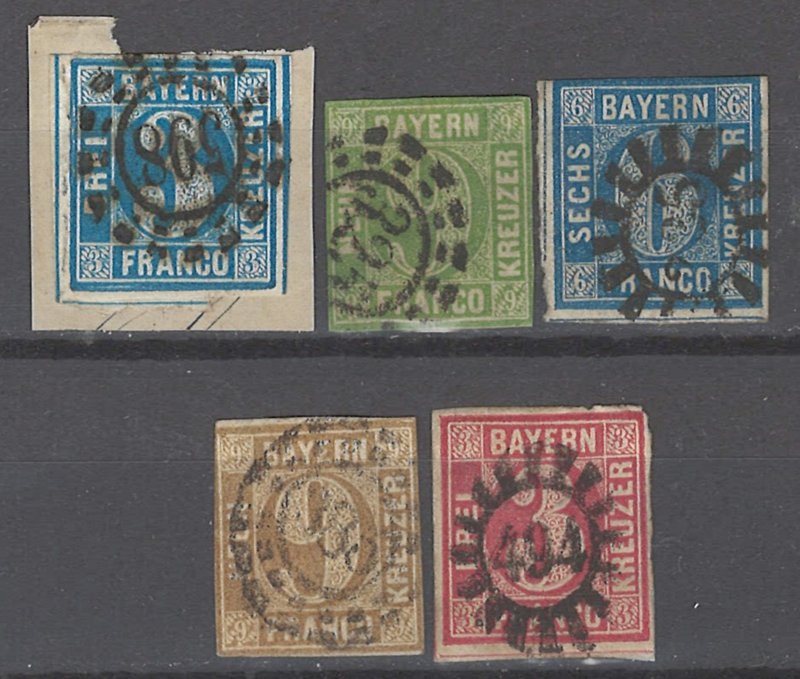 COLLECTION LOT # 2026 BAVARIA 5 STAMPS 1849+ CV+$51