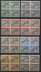 Dominica 1923 various values to 4d in blocks of 4 mint o.g. hinged