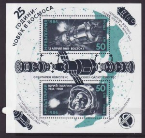 Bulgaria-Sc#3159-unused NH sheet-Manned Space Flight-1986-