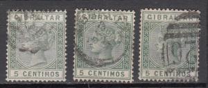 Gibraltar - 1889 QV 5c stamp lot  (8004)