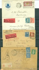 FRANCE 1925/28/29/32 LOT of (4) AIRMAIL COVERS incl. (1) RERGISTERED...CACHET