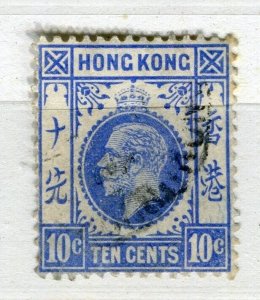 HONG KONG; 1912 early GV issue fine used 10c. value