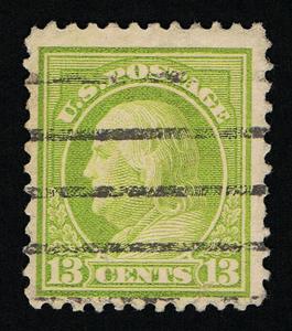 GENUINE SCOTT #513 POSTALLY USED 1919 APPLE GREEN P-11 UNWATERMARKED  #7413