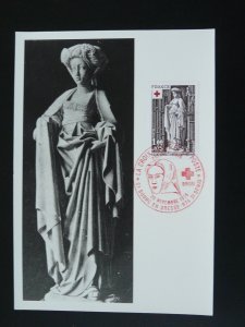medieval art Red Cross maximum card France 1976
